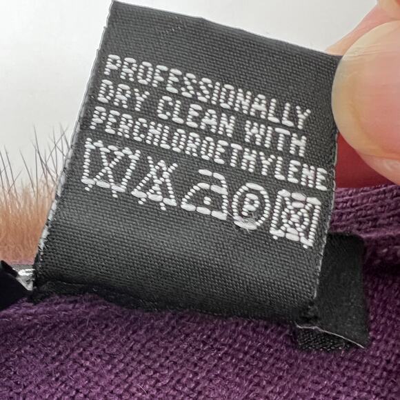 Etcetera Silk Cashmere Mink Trim Cardigan Womens Large Purple Brown Fur Sweater - Picture 9 of 11